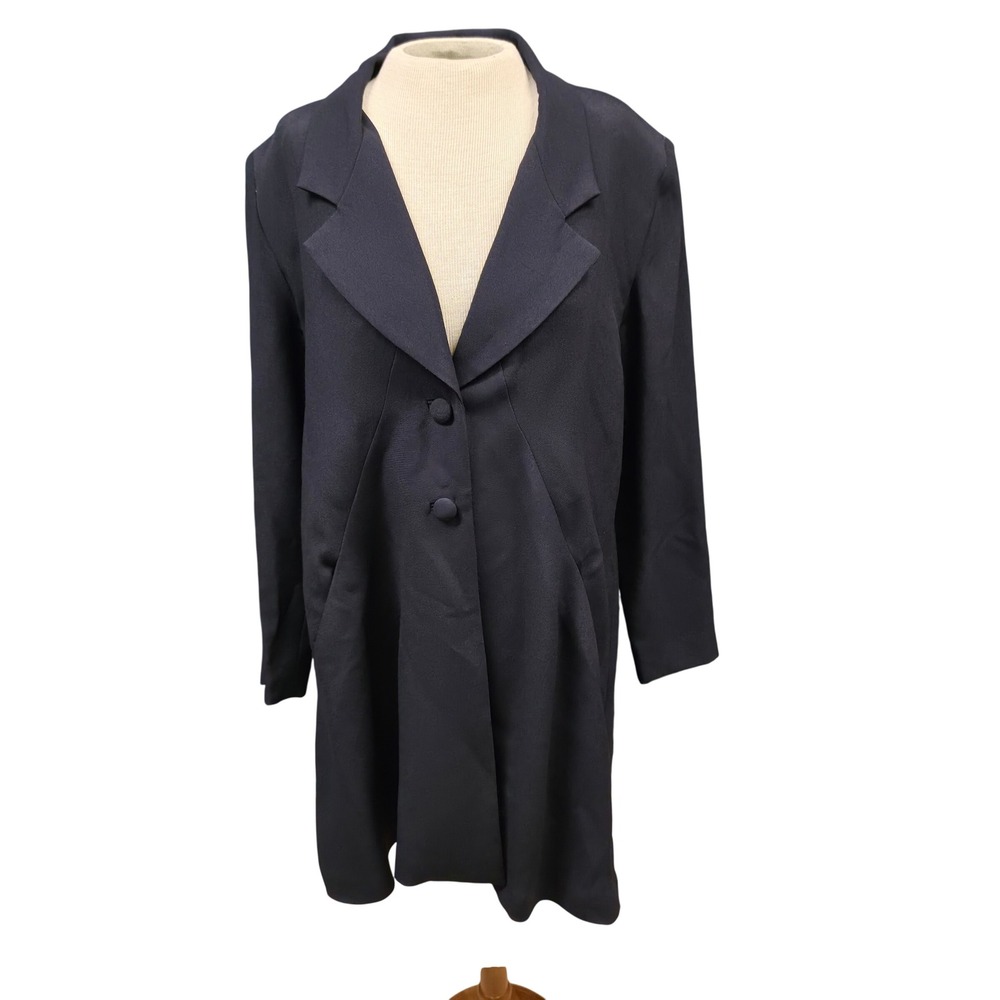 Nicole Miller Longline Blazer Womens 8 Black Good Vintage ILGWU Crepe Jacket
